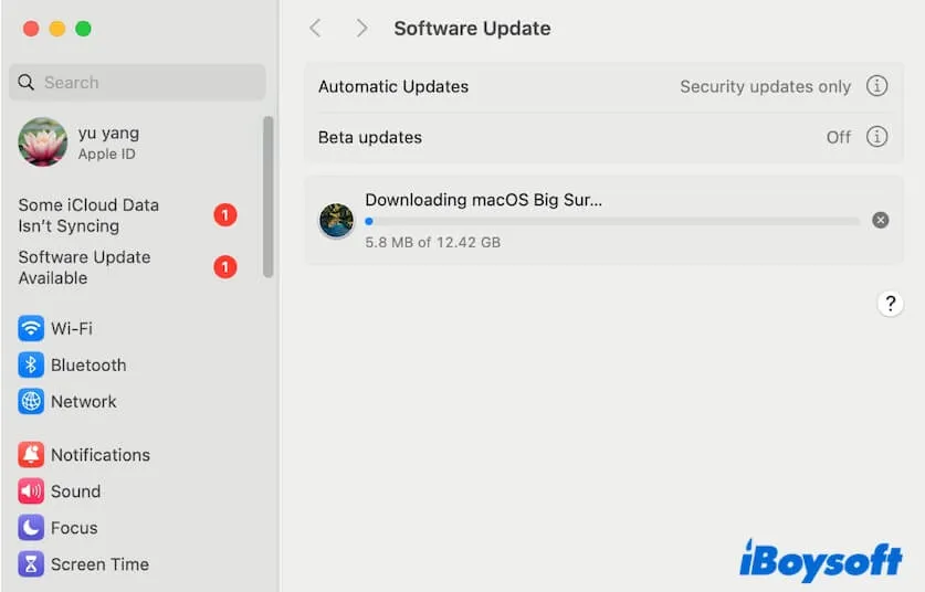 Download congelado do macOS Big Sur