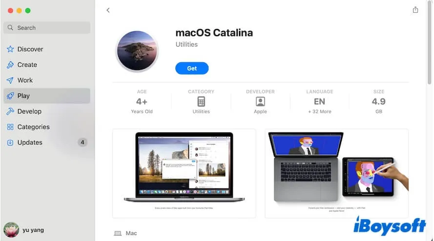App Store から macOS Catalina をダウンロード