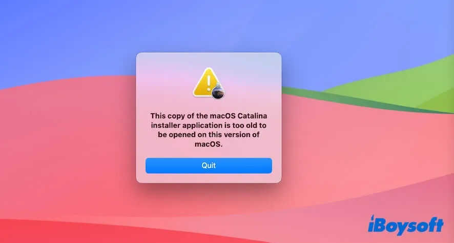 el instalador de macOS Catalina es demasiado antiguo para abrirse