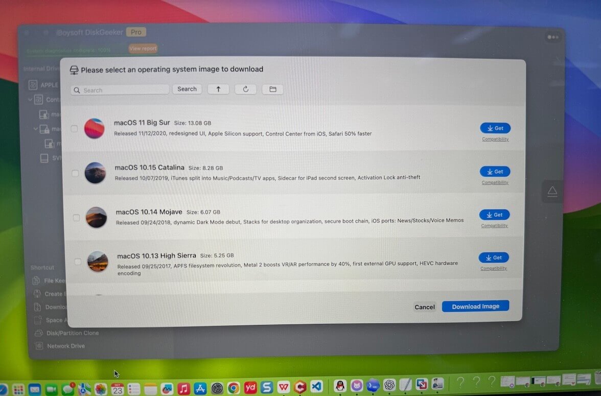 selecionar o macOS Catalina