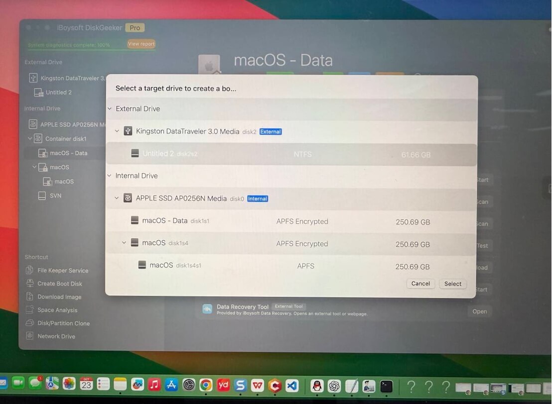 selecionar a unidade USB