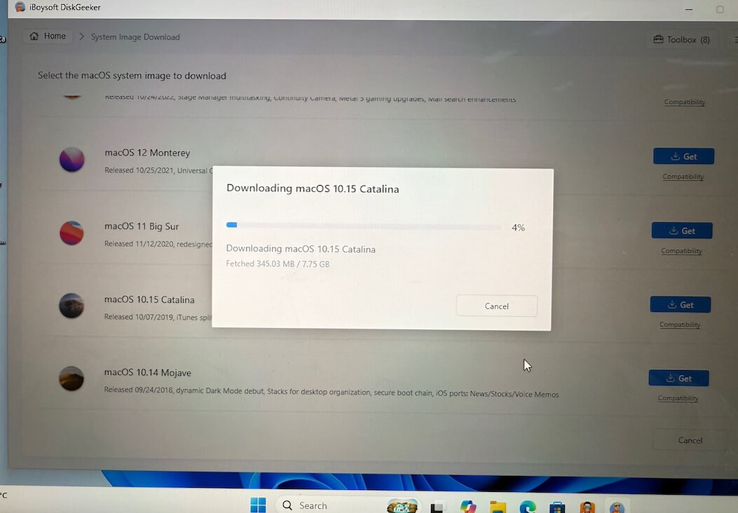 aguardar o download da ISO do macOS Catalina