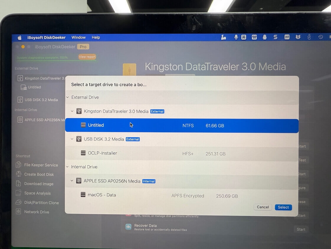 select a disk