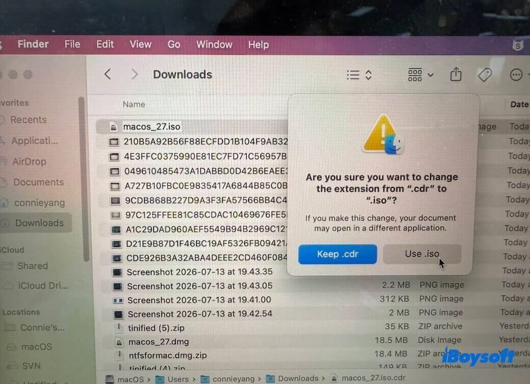 rename the CDR file to ISO