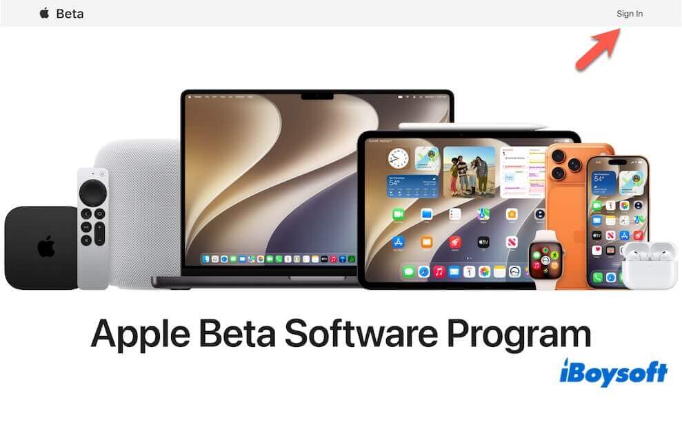 sign in Apple Beta Software Program