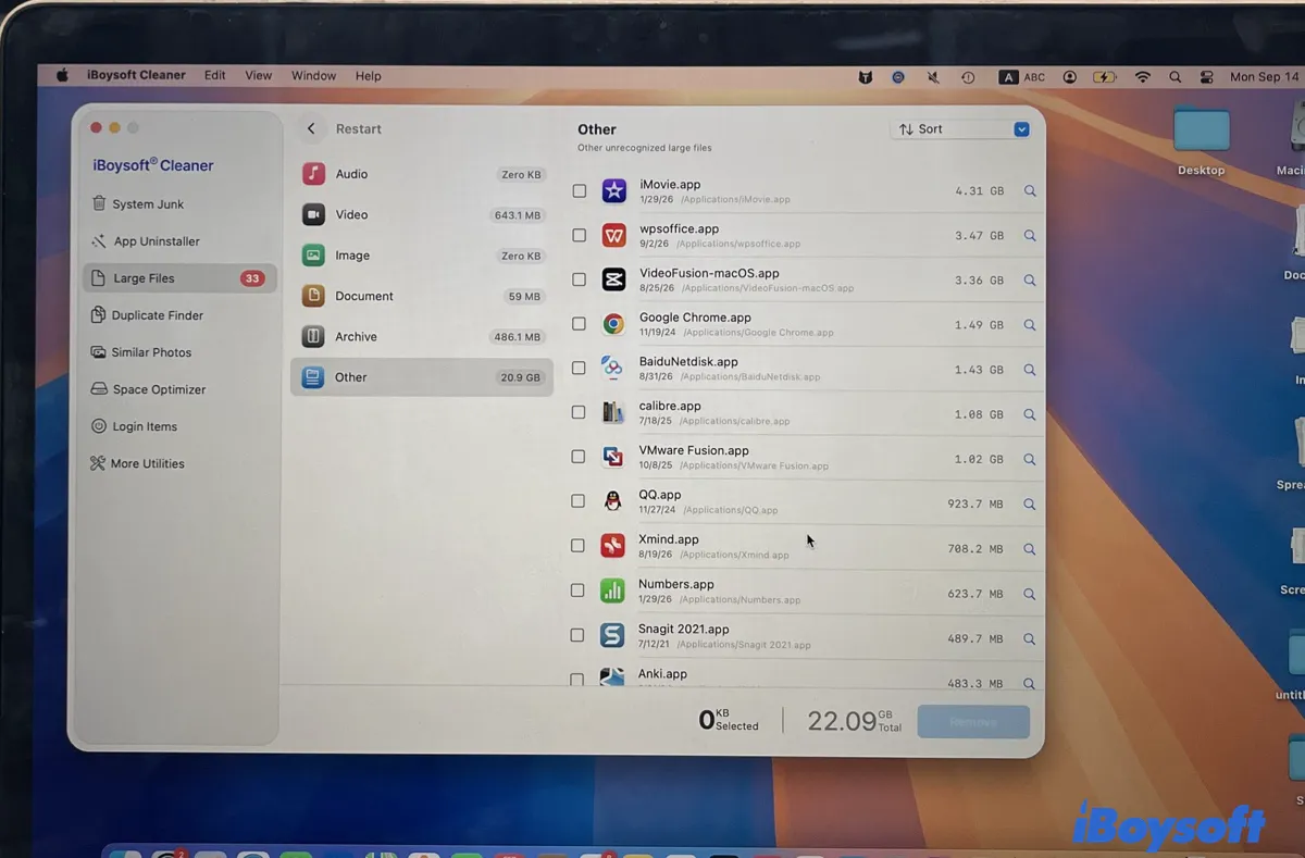 Delete large files on Mac to reclaim space for Golden Gate