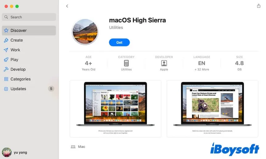 Mac App StoreでmacOS High Sierraをダウンロード