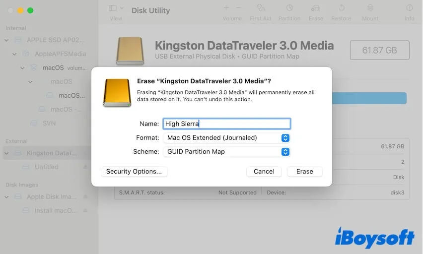 format the USB to Mac OS Extended