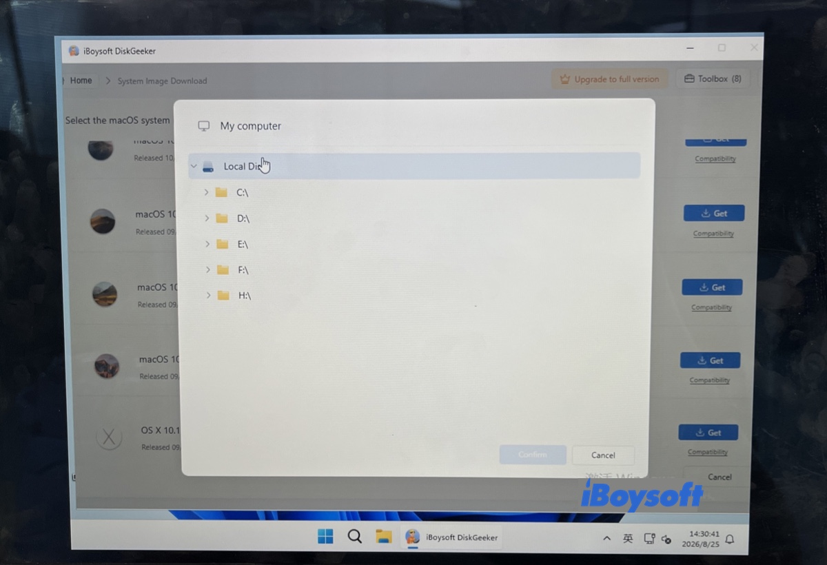 Choisir un emplacement pour enregistrer l’image ISO