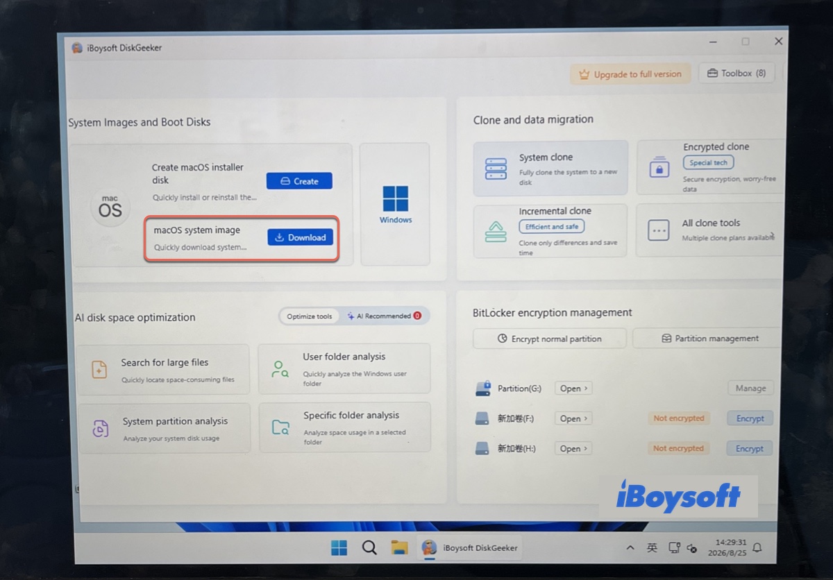 Cliquez sur le bouton Télécharger pour télécharger des images de macOS