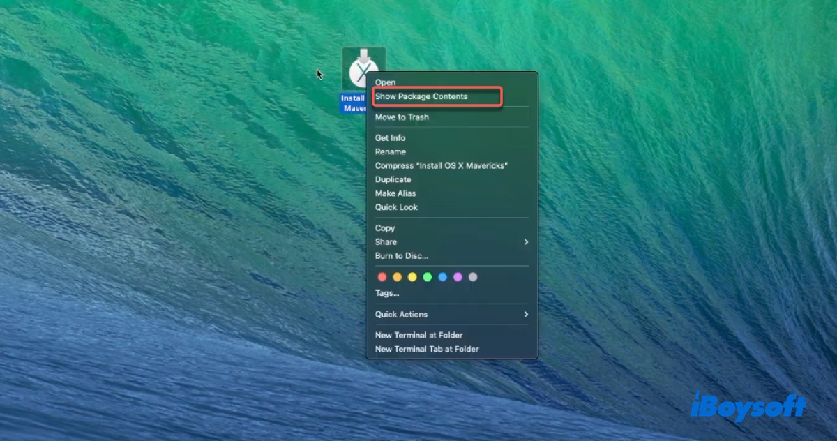 Vérifier le contenu du paquet de Mavericks