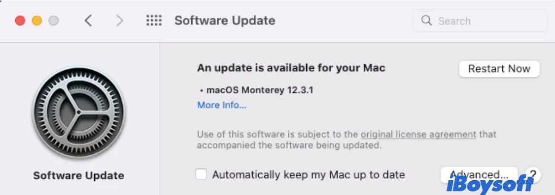 update the current macOS to the latest update