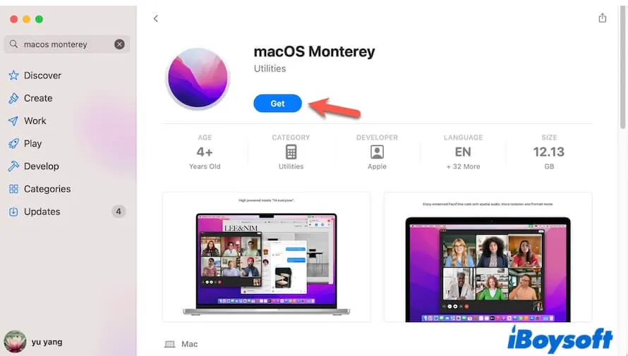 télécharger macOS Monterey depuis l'App Store