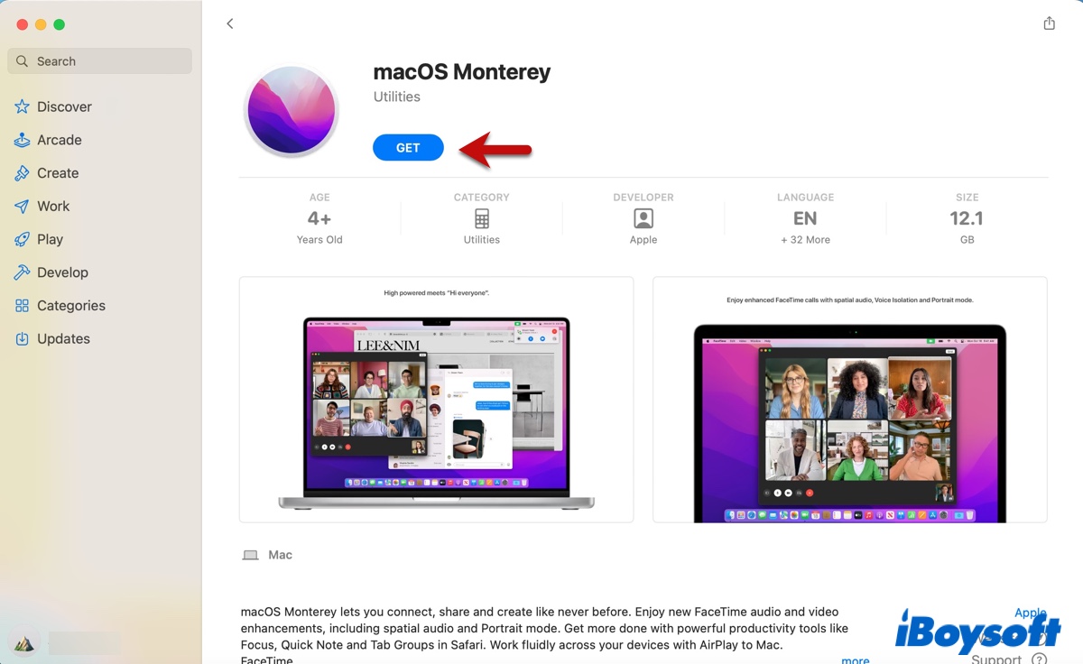 Download macOS Monterey installer from App Store