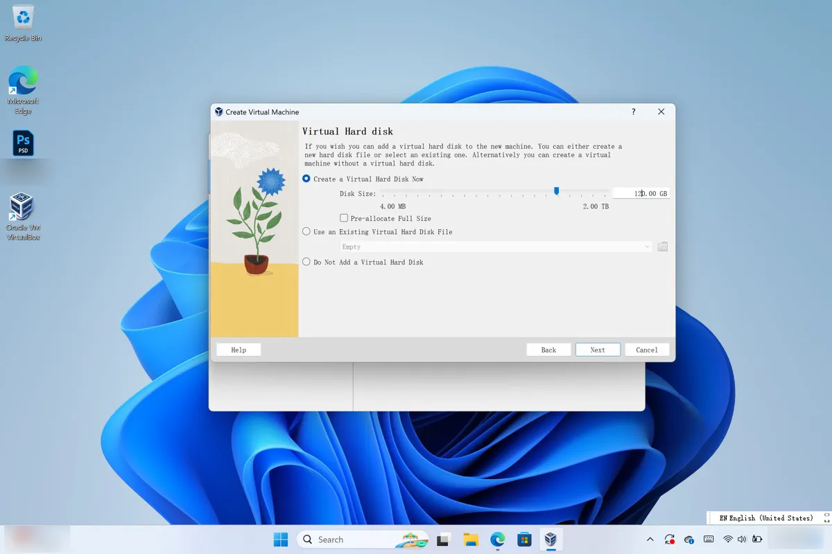 Attribuer la taille du disque pour la machine virtuelle macOS Monterey