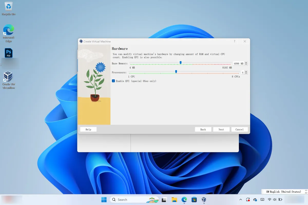Configurar tamaño de memoria y procesadores para la máquina virtual de macOS Monterey