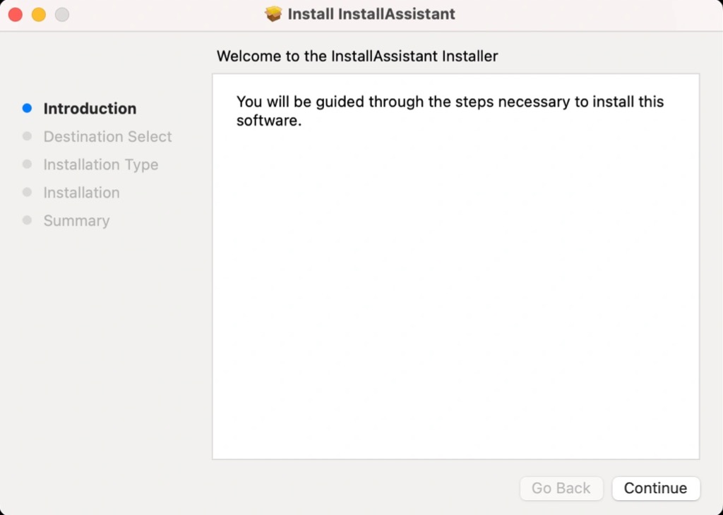 run installassistant pkg file mac