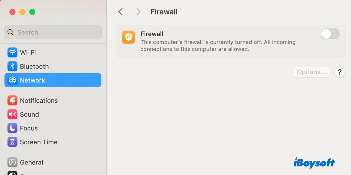 Turn off Firewall on macOS Sequoia