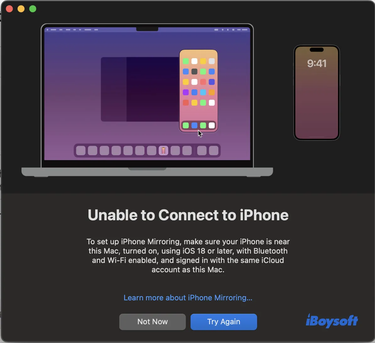 Unable to connect to iPhone