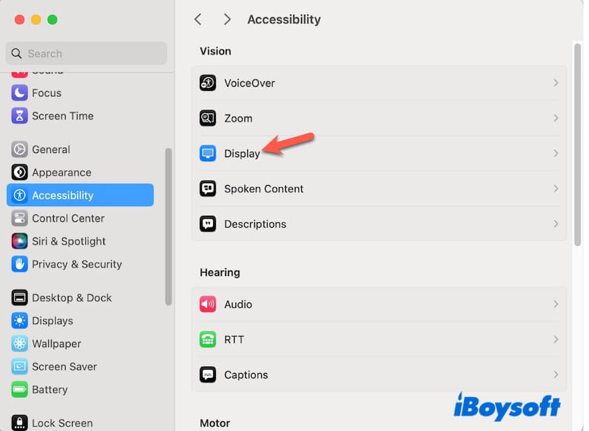 Mac display settings