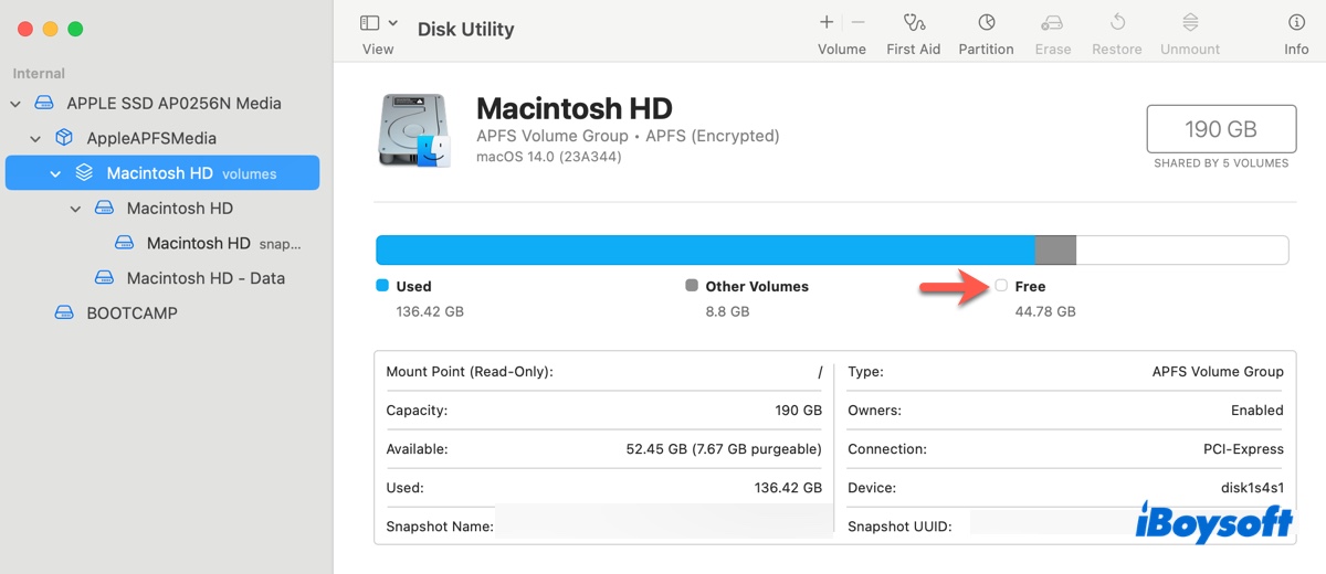 Check how much free space your Mac has