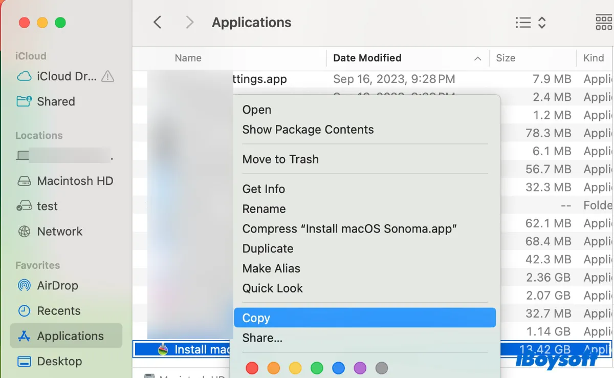 Copy macOS Sonoma installer to the newly-created folder