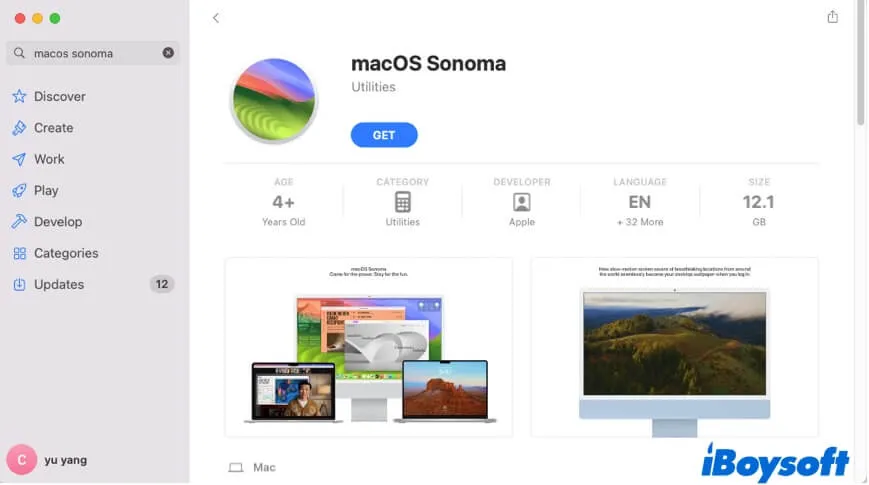 lade macOS Sonoma im App Store herunter