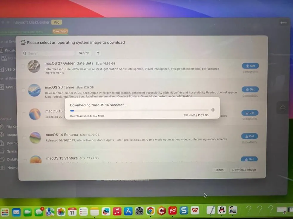 wait for macOS Sonoma DMG download to complete