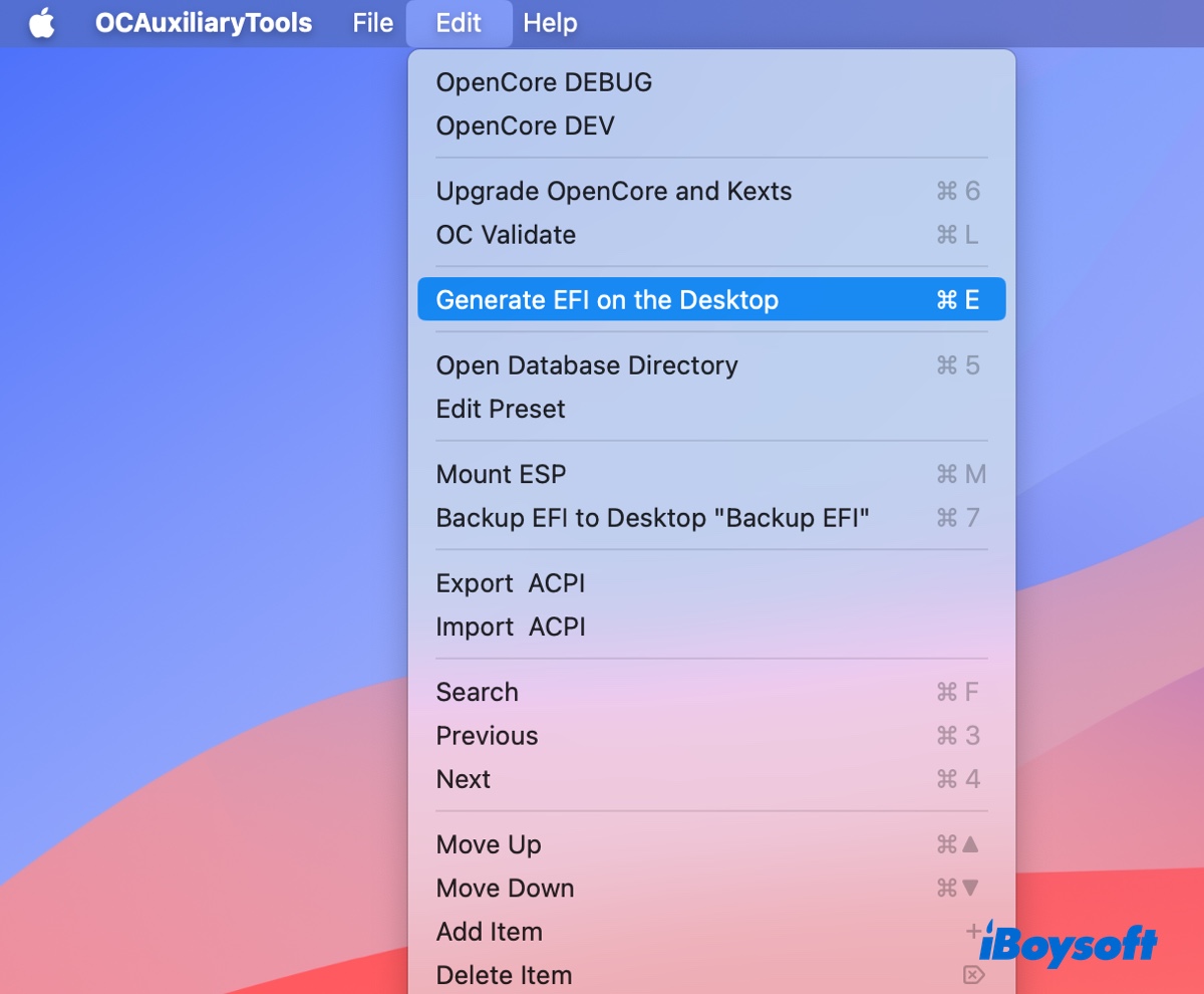 Generate the EFI folder on your desktop