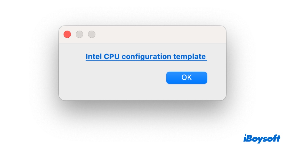 Use Intel CPU configuration template