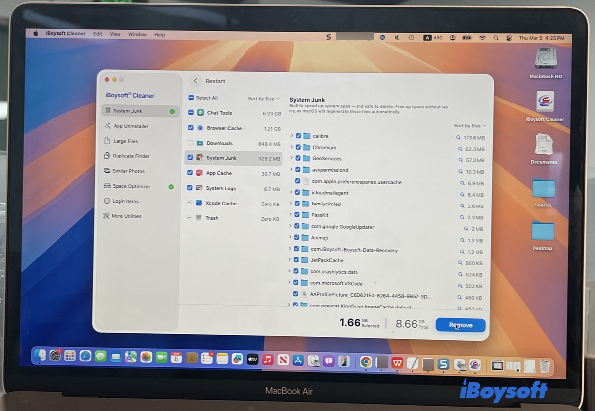 Delete system junk files on Mac