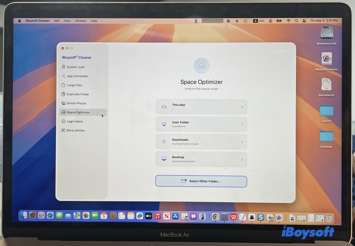 Open Space Optimizer to scan the Mac