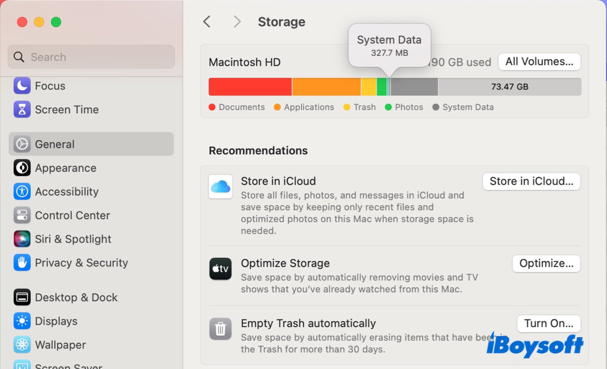 System Data taking 300MB of space on Mac