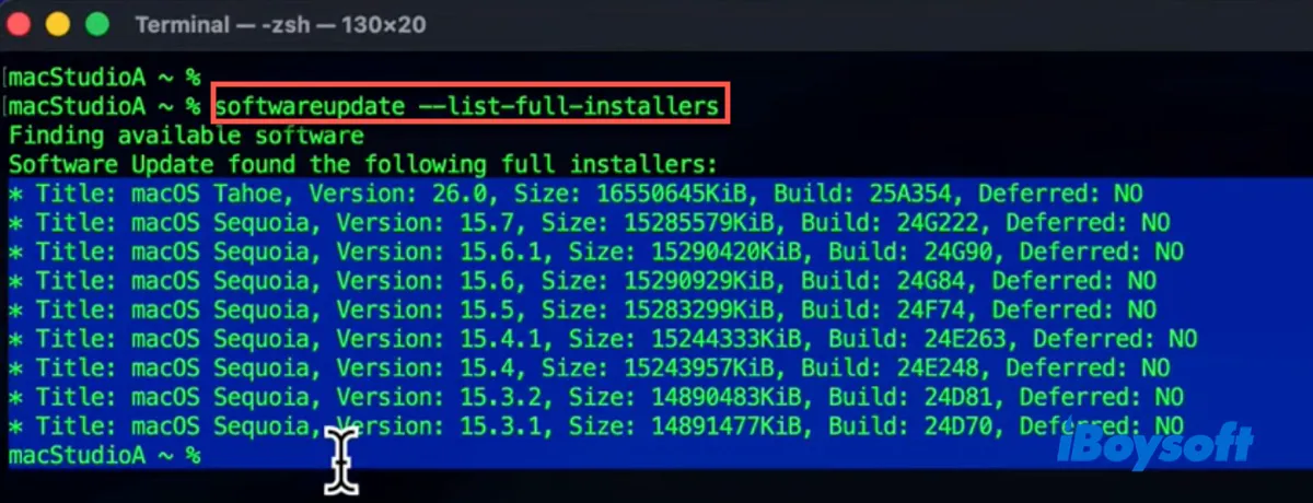 Verificar as versões do macOS disponíveis no seu Mac
