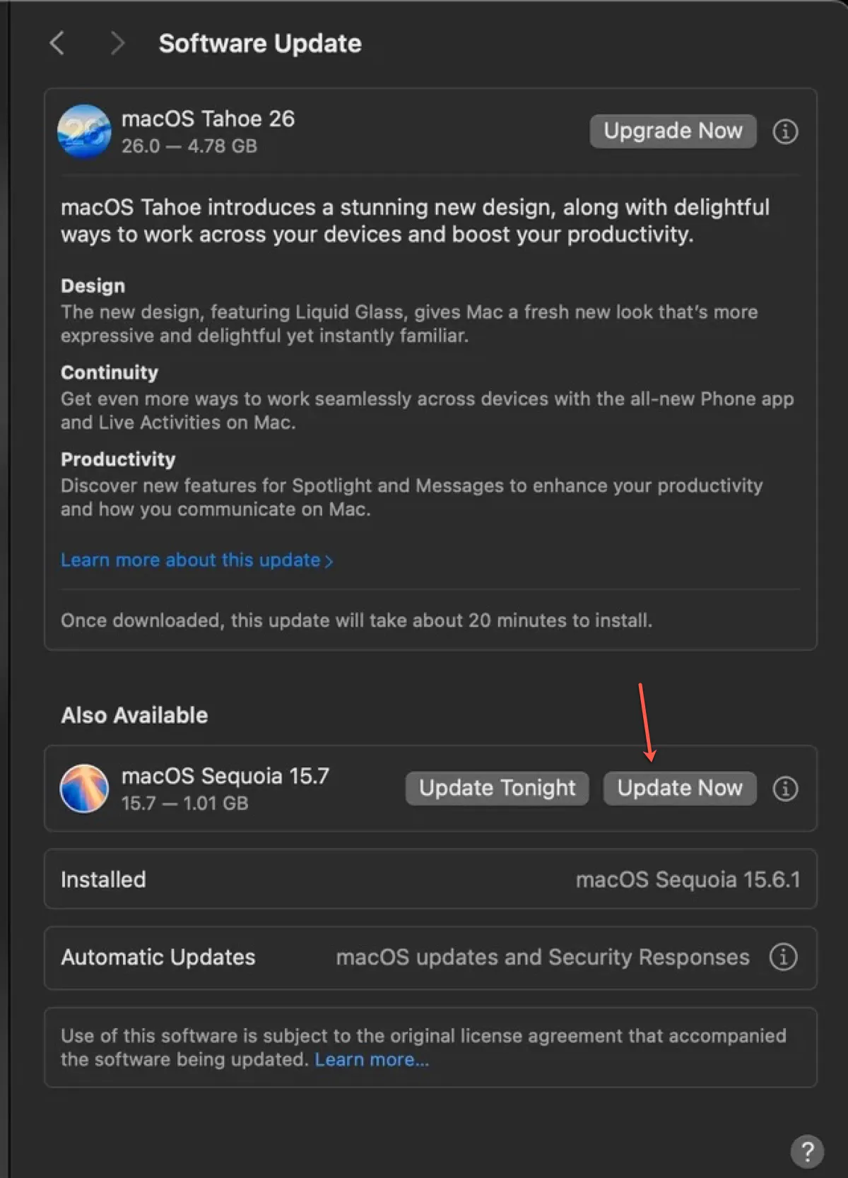 Atualize primeiro para macOS Sequoia