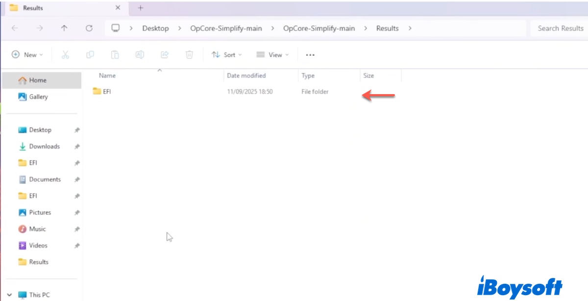 Localizar a pasta EFI do OpenCore