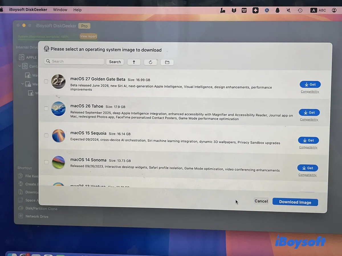 macOS Tahoe auswählen