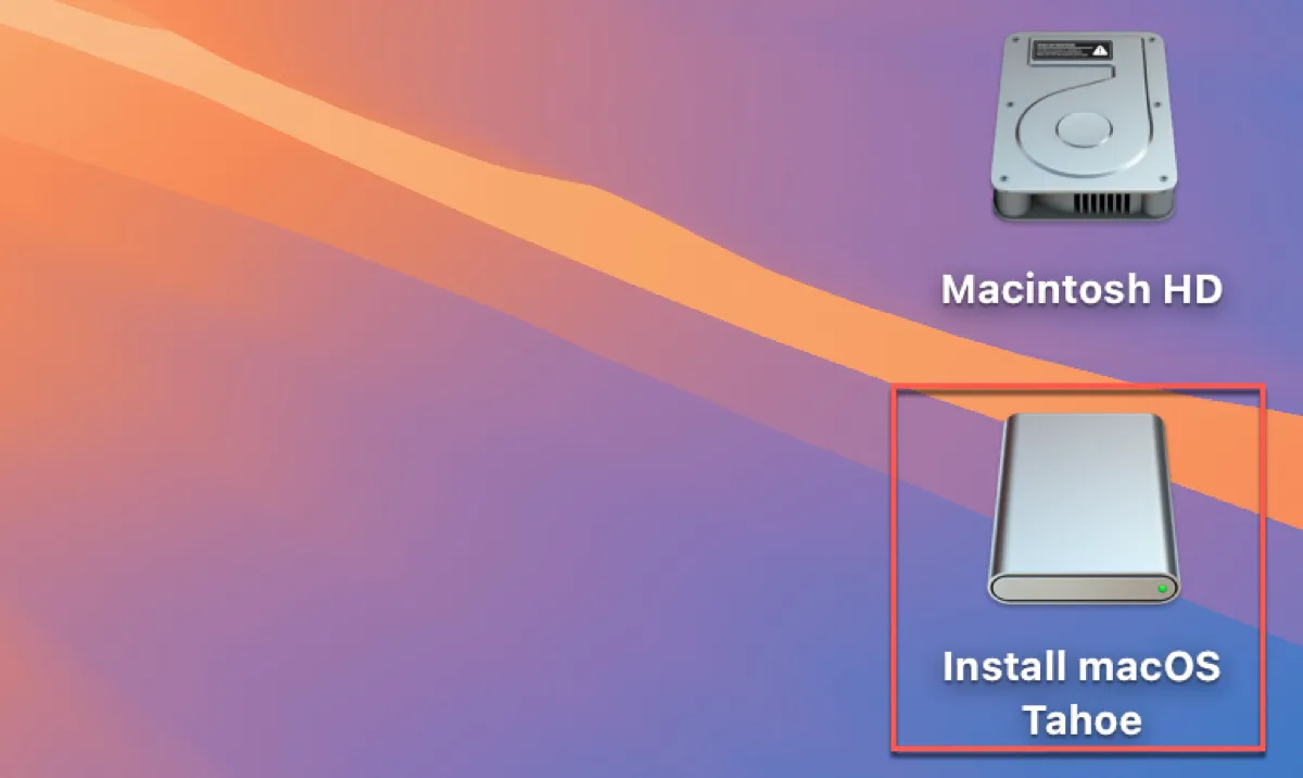 El volumen renombrado como Install macOS Tahoe