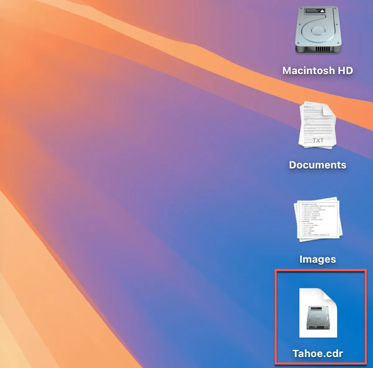 Verifica el archivo CDR de macOS Tahoe en el escritorio