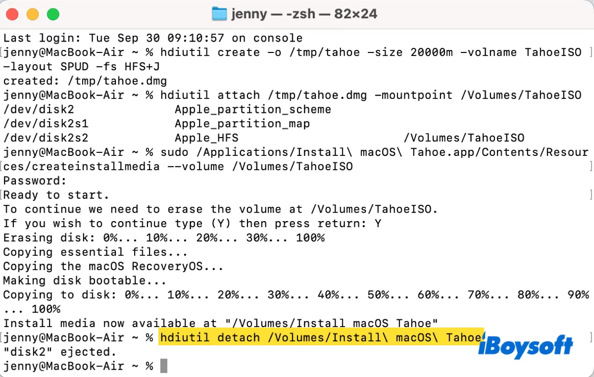 Desmontar imagen de disco de macOS Tahoe