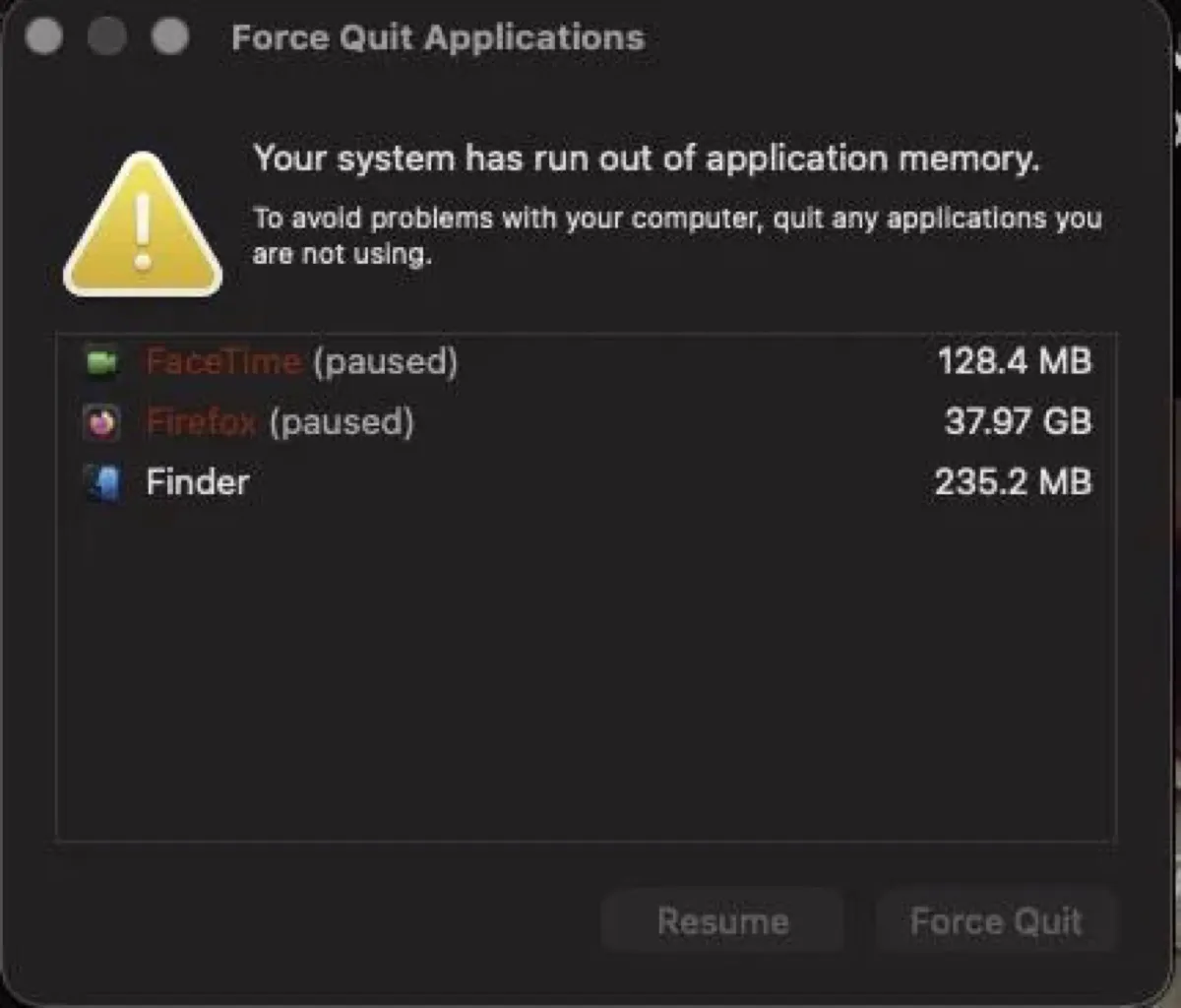 macOS Tahoe memory leak