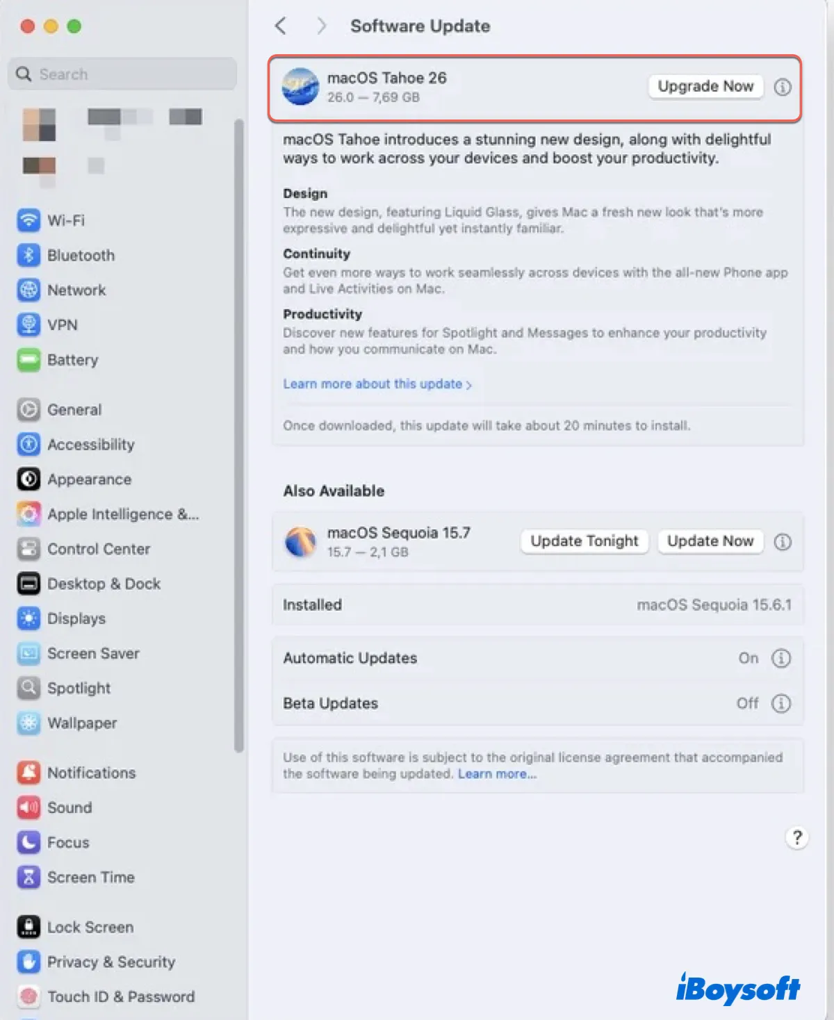 Upgrade to macOS Tahoe