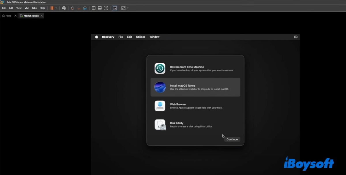 macOS Tahoe auf VMware installieren