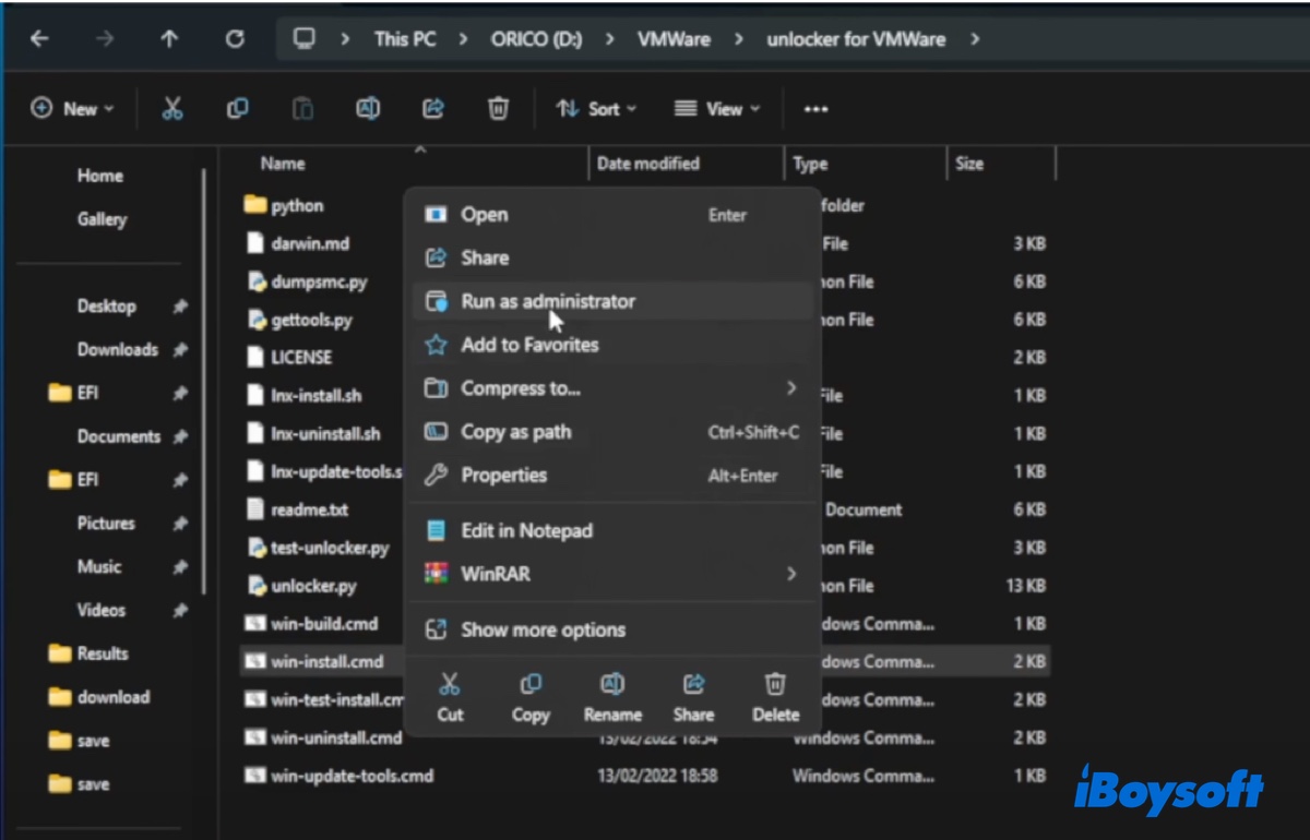 Führen Sie Vmware Unlocker aus, um macOS zu aktivieren