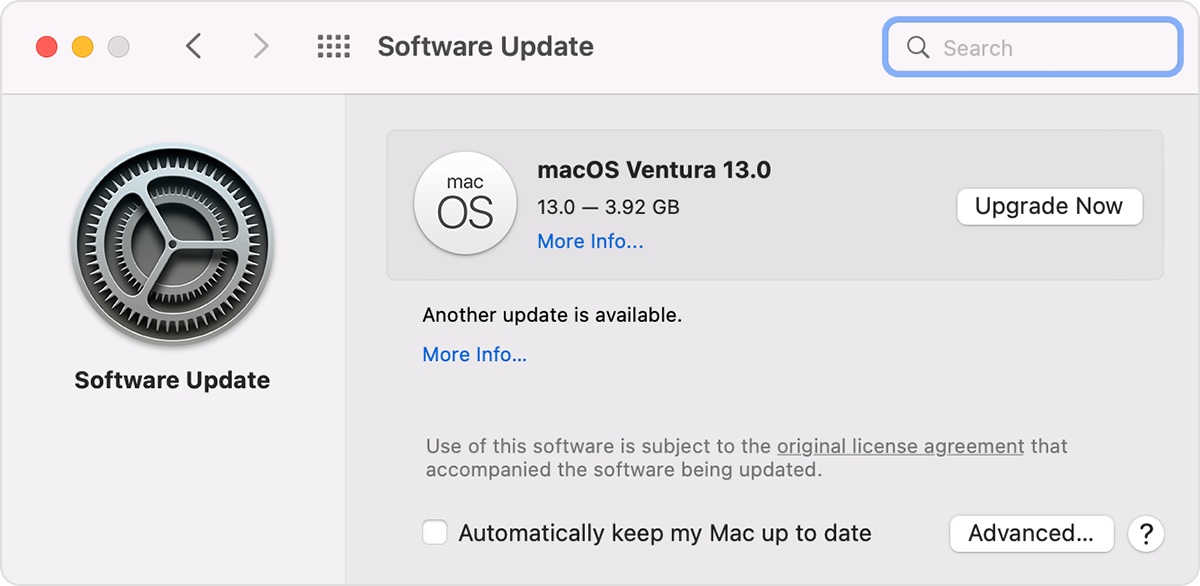 Install macOS Ventura from Software Update