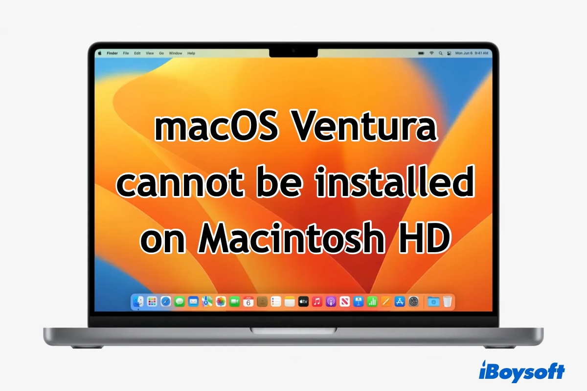 Correction de l'impossibilité d'installer macOS Ventura sur Macintosh HD