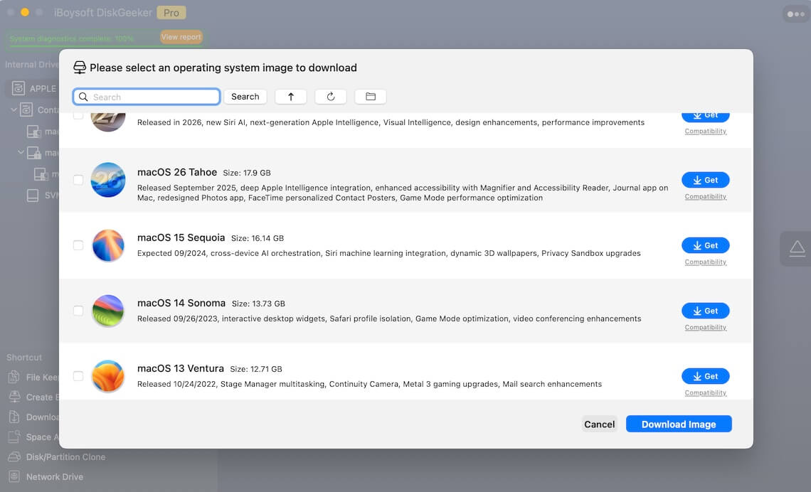 Click Get to download macOS Ventura image