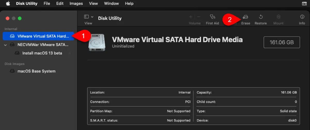 Select to format your virtual machine hard drive
