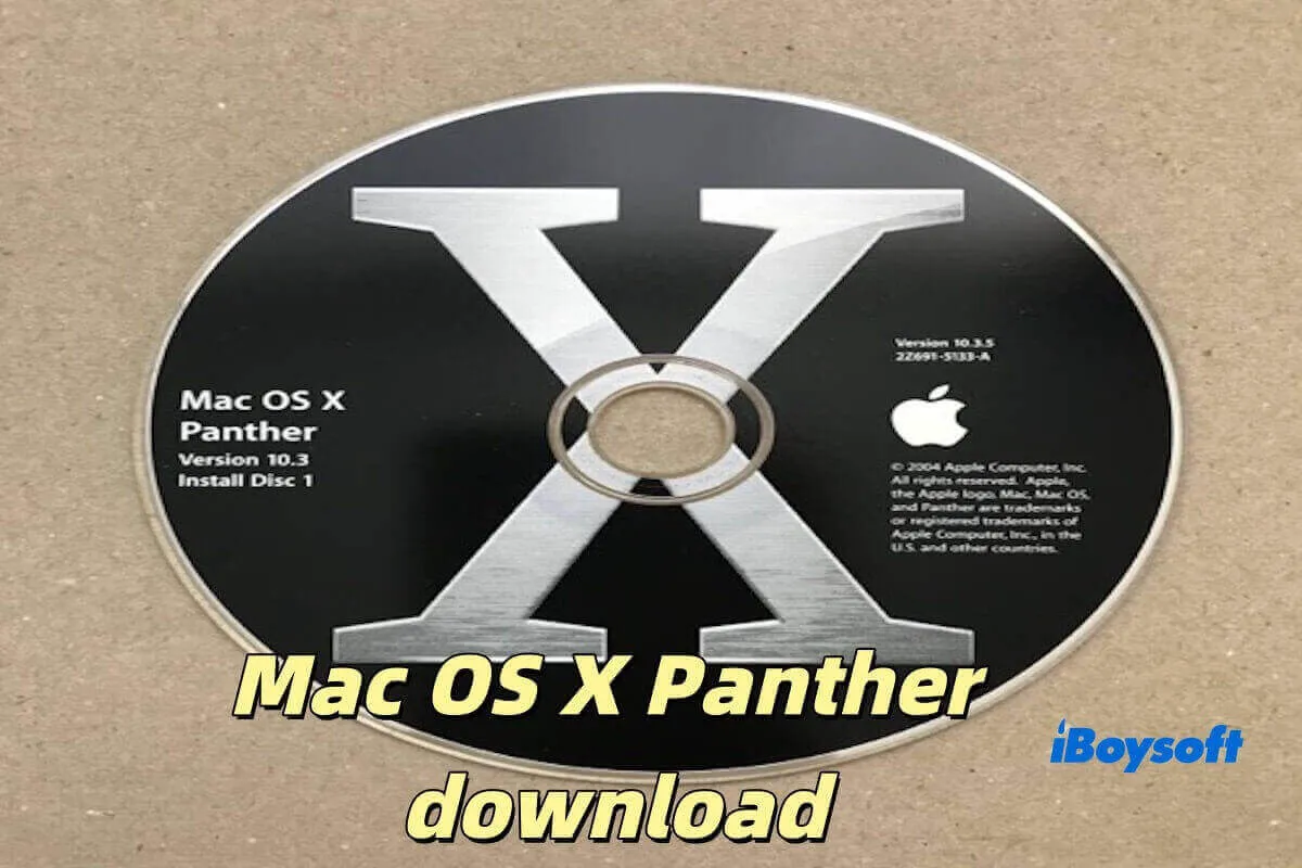 Téléchargement gratuit Mac OS X Panther 10.3 DMG et image ISO