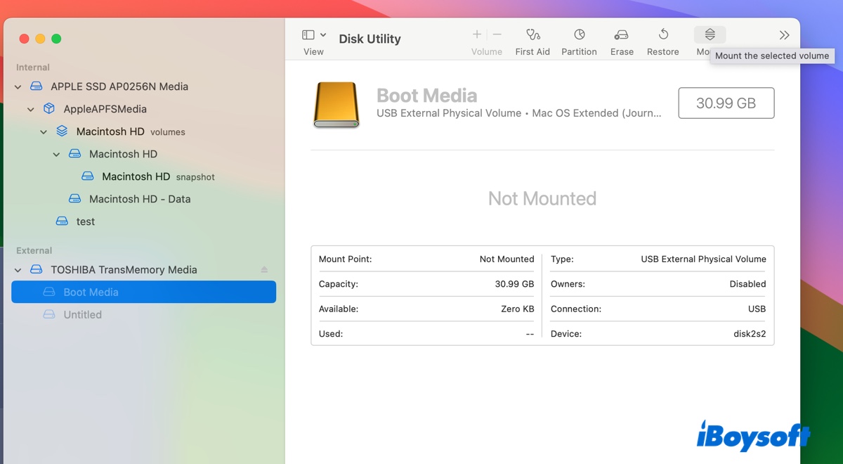 How to mount an external hard drive on macOS using Disk Utility